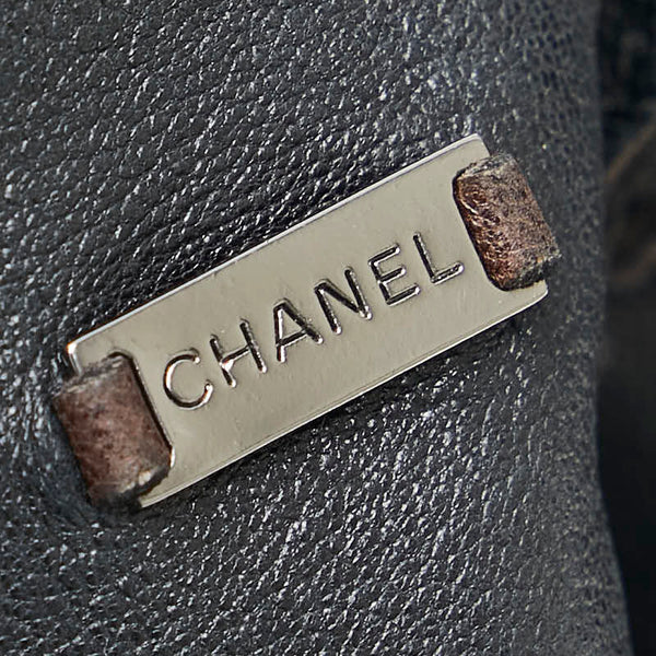 シャネル チョコバー ショルダーバッグ ブラック ラムスキン レディース CHANEL 【中古】