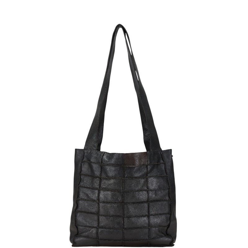 シャネル チョコバー ショルダーバッグ ブラック ラムスキン レディース CHANEL 【中古】