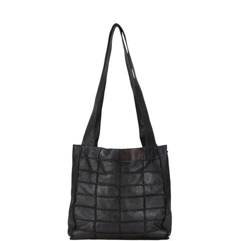 シャネル チョコバー ショルダーバッグ ブラック ラムスキン レディース CHANEL 【中古】