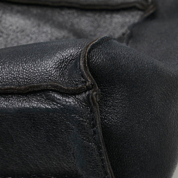 シャネル チョコバー ショルダーバッグ ブラック ラムスキン レディース CHANEL 【中古】