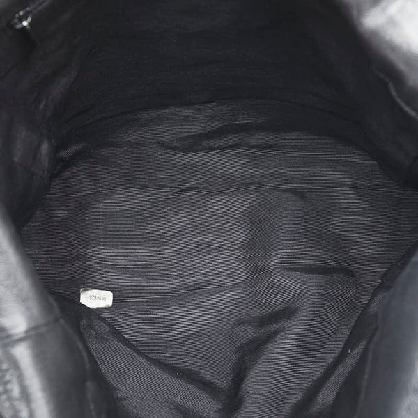 シャネル チョコバー ショルダーバッグ ブラック ラムスキン レディース CHANEL 【中古】