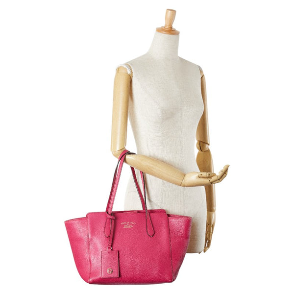 グッチ スウィング トートバッグ ショルダーバッグ 354408 ピンク レザー レディース GUCCI 【中古】