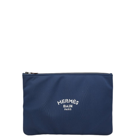 エルメス トゥルース フラット ネオバンGM ポーチ ネイビー ポリアミド レディース HERMES 【中古】