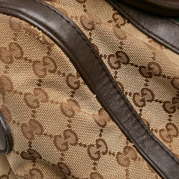 グッチ GGキャンバス シェリーライン ボストンバッグ ショルダーバッグ 2WAY 247205 ブラウン キャンバス レザー レディース GUCCI 【中古】