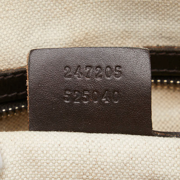 グッチ GGキャンバス シェリーライン ボストンバッグ ショルダーバッグ 2WAY 247205 ブラウン キャンバス レザー レディース GUCCI 【中古】