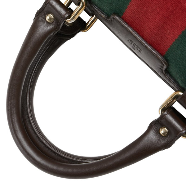 グッチ GGキャンバス シェリーライン ボストンバッグ ショルダーバッグ 2WAY 247205 ブラウン キャンバス レザー レディース GUCCI 【中古】