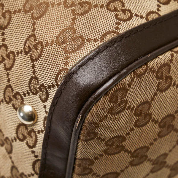 グッチ GGキャンバス シェリーライン ボストンバッグ ショルダーバッグ 2WAY 247205 ブラウン キャンバス レザー レディース GUCCI 【中古】