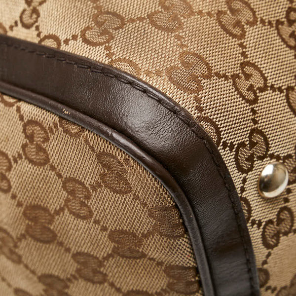 グッチ GGキャンバス シェリーライン ボストンバッグ ショルダーバッグ 2WAY 247205 ブラウン キャンバス レザー レディース GUCCI 【中古】