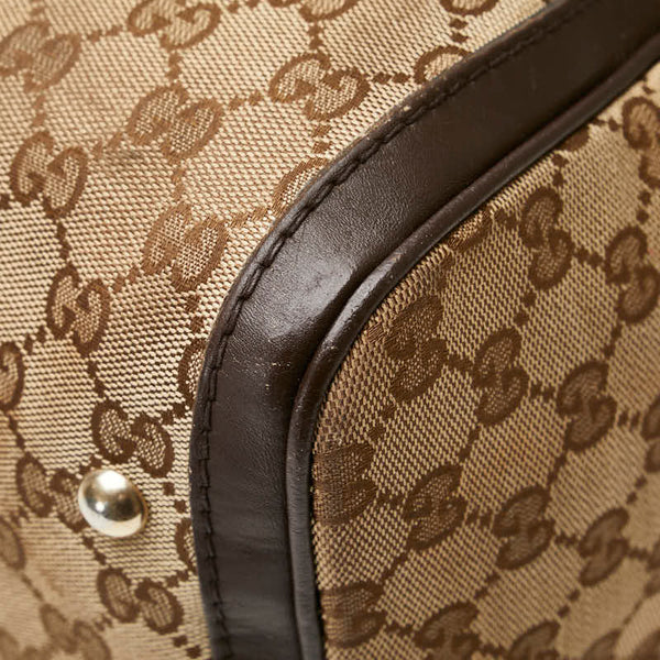 グッチ GGキャンバス シェリーライン ボストンバッグ ショルダーバッグ 2WAY 247205 ブラウン キャンバス レザー レディース GUCCI 【中古】