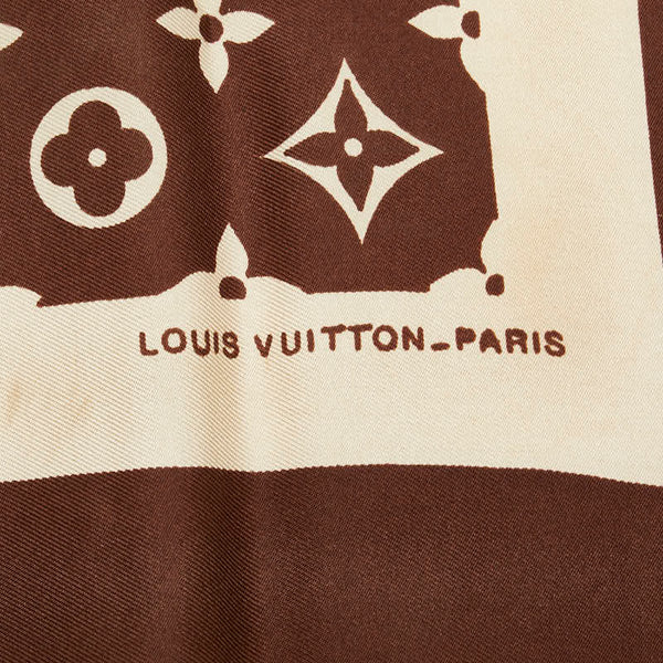 ルイ ヴィトン モノグラム スカーフ ブラウン ベージュ レディース LOUIS VUITTON 【中古】