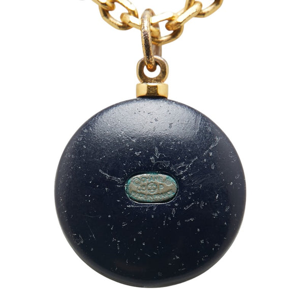 シャネル ココマーク ネックレス ゴールド ブラック メッキ フェイクパール レディース CHANEL 【中古】