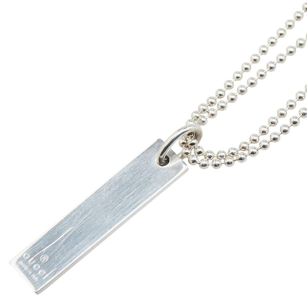 グッチ ロゴプレート ダブル ボールチェーン ネックレス SV925 シルバー レディース GUCCI 【中古】