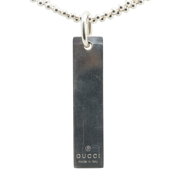 グッチ ロゴプレート ダブル ボールチェーン ネックレス SV925 シルバー レディース GUCCI 【中古】