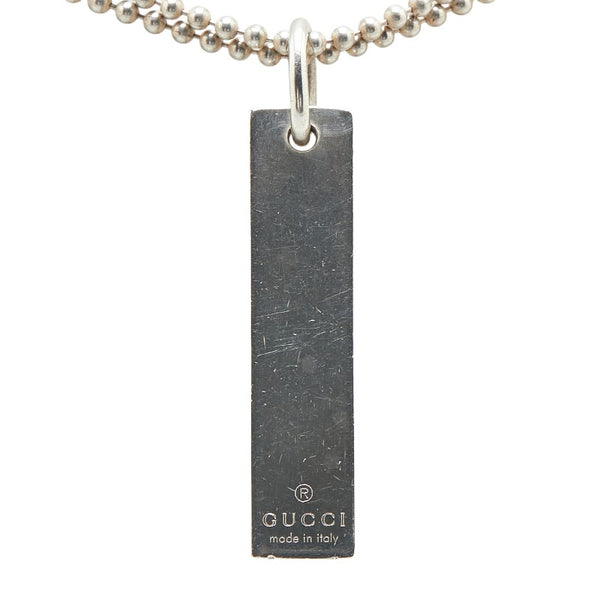 グッチ ロゴプレート ダブル ボールチェーン ネックレス SV925 シルバー レディース GUCCI 【中古】
