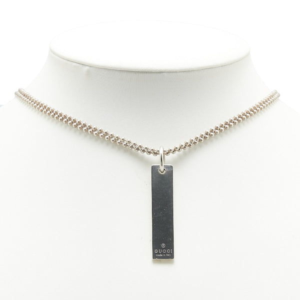 グッチ ロゴプレート ダブル ボールチェーン ネックレス SV925 シルバー レディース GUCCI 【中古】