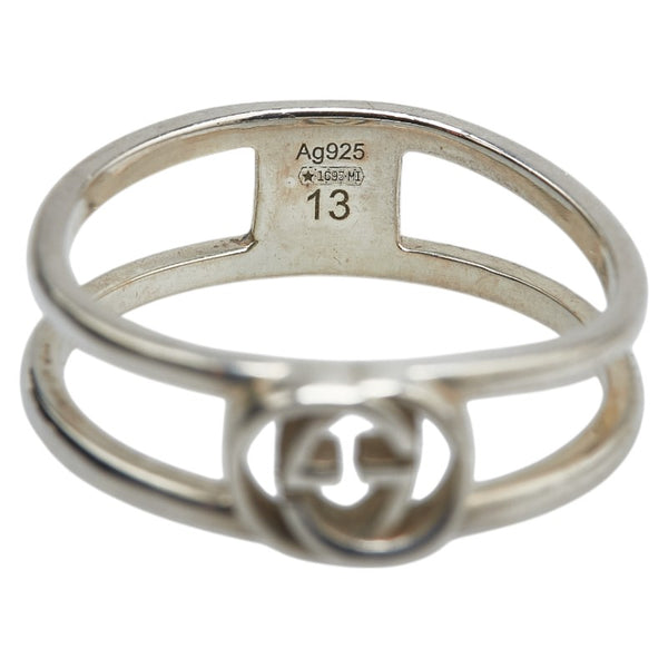 グッチ インターロッキングG スリム オープン バンド リング 指輪 #13 SV925 シルバー レディース GUCCI 【中古】