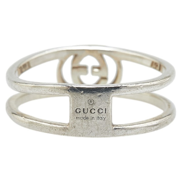 グッチ インターロッキングG スリム オープン バンド リング 指輪 #13 SV925 シルバー レディース GUCCI 【中古】