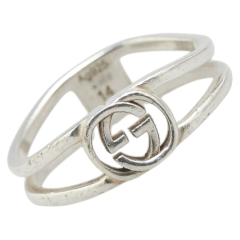 グッチ インターロッキングG オープンバンド リング 指輪 #14 SV925 シルバー レディース GUCCI 【中古】