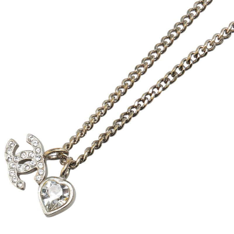 シャネル ココマーク ハートモチーフ ネックレス シルバー メタル ラインストーン レディース CHANEL 【中古】