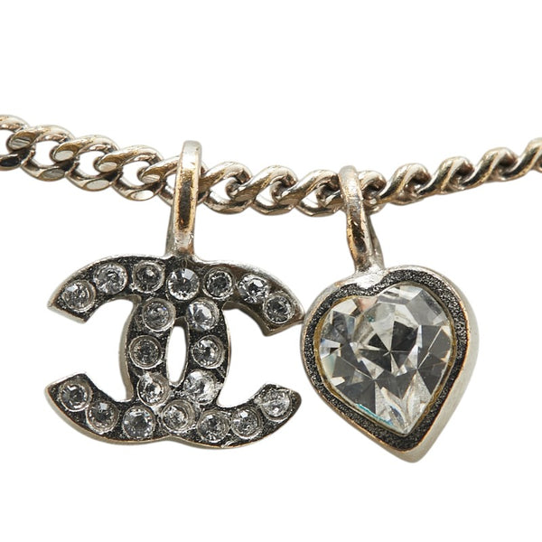 シャネル ココマーク ハートモチーフ ネックレス シルバー メタル ラインストーン レディース CHANEL 【中古】