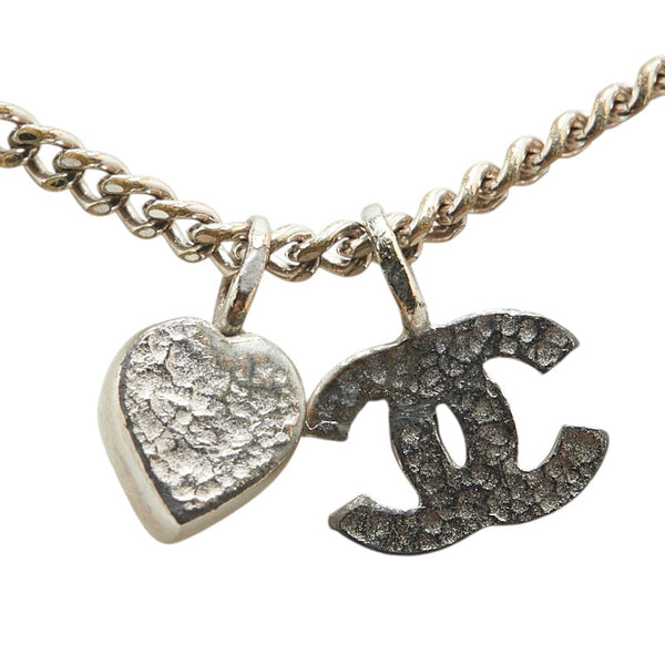 シャネル ココマーク ハートモチーフ ネックレス シルバー メタル ラインストーン レディース CHANEL 【中古】