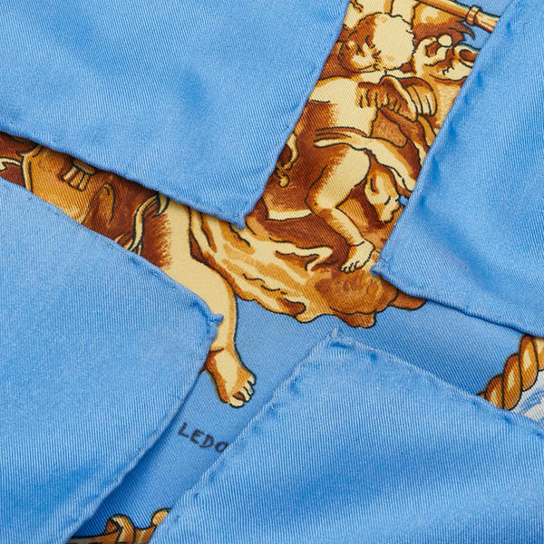 エルメス カレ90 スカーフ ライトブルー マルチカラー レディース HERMES 【中古】