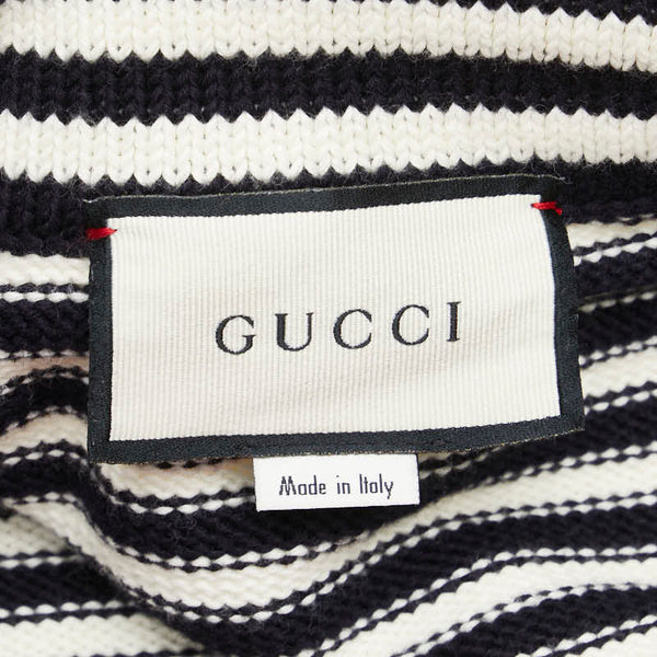 グッチ GG ボーダー ニット ジップアップジャケット サイズ:XS 545701 ブラック ホワイト レッド コットン メンズ GUCCI 【中古】