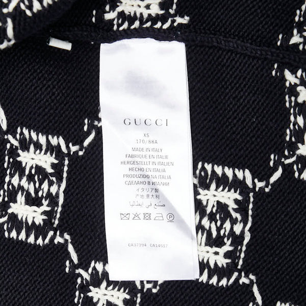 グッチ GG ボーダー ニット ジップアップジャケット サイズ:XS 545701 ブラック ホワイト レッド コットン メンズ GUCCI 【中古】
