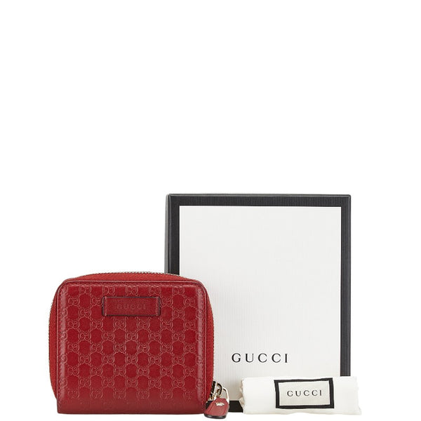 グッチ マイクログッチシマ 二つ折り財布 449395 レッド レザー レディース GUCCI 【中古】