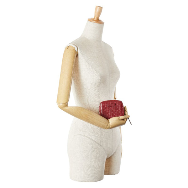 グッチ マイクログッチシマ 二つ折り財布 449395 レッド レザー レディース GUCCI 【中古】