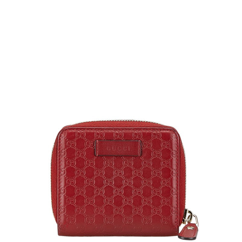 グッチ マイクログッチシマ 二つ折り財布 449395 レッド レザー レディース GUCCI 【中古】
