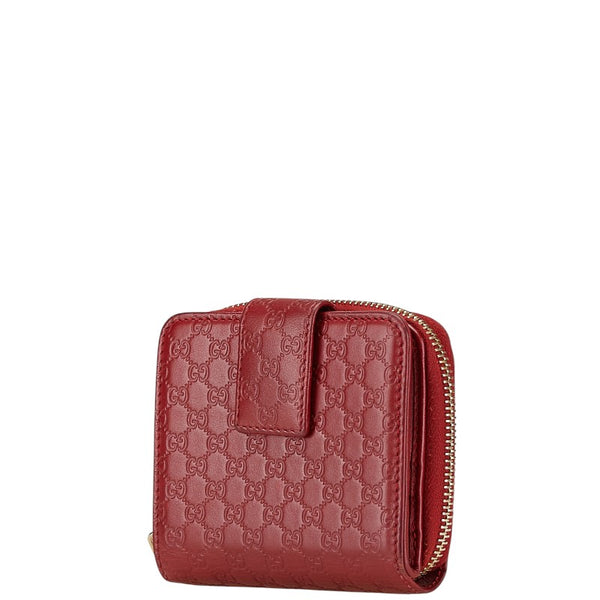 グッチ マイクログッチシマ 二つ折り財布 449395 レッド レザー レディース GUCCI 【中古】