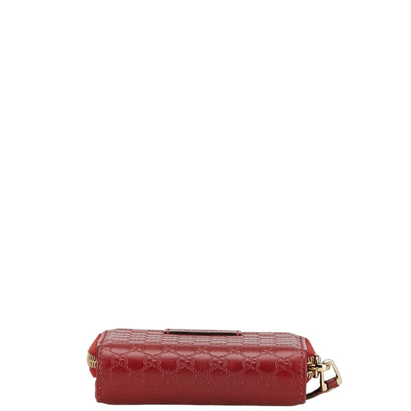 グッチ マイクログッチシマ 二つ折り財布 449395 レッド レザー レディース GUCCI 【中古】