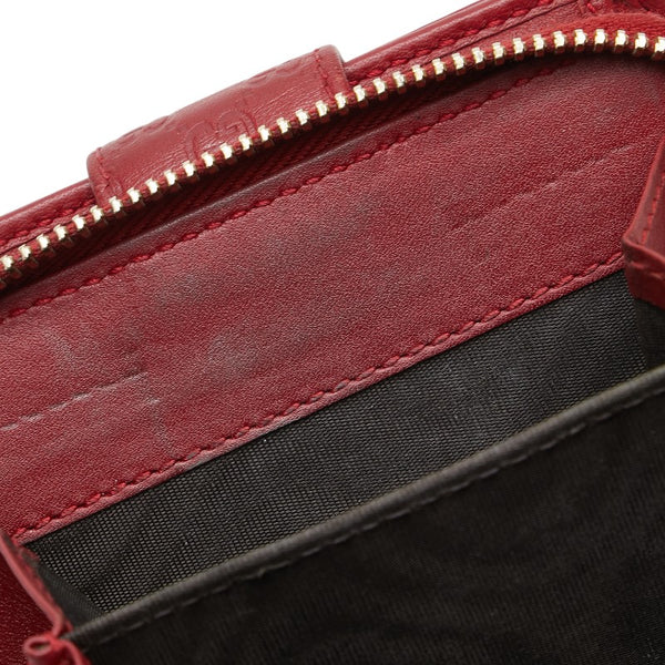 グッチ マイクログッチシマ 二つ折り財布 449395 レッド レザー レディース GUCCI 【中古】