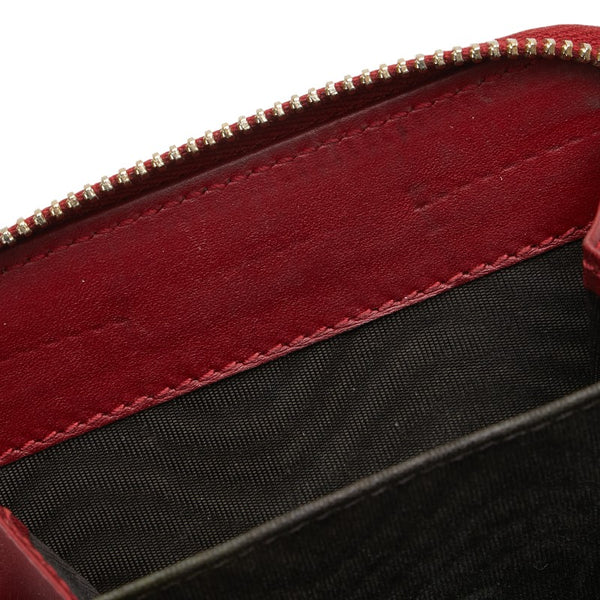 グッチ マイクログッチシマ 二つ折り財布 449395 レッド レザー レディース GUCCI 【中古】