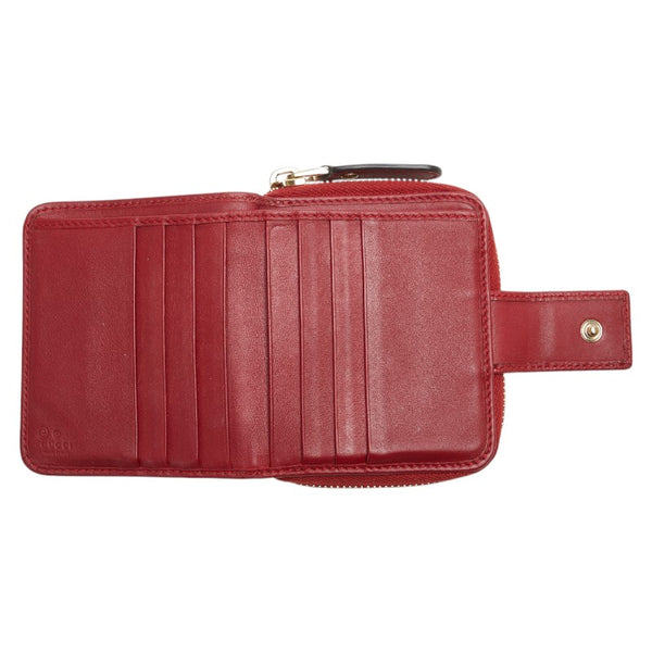 グッチ マイクログッチシマ 二つ折り財布 449395 レッド レザー レディース GUCCI 【中古】