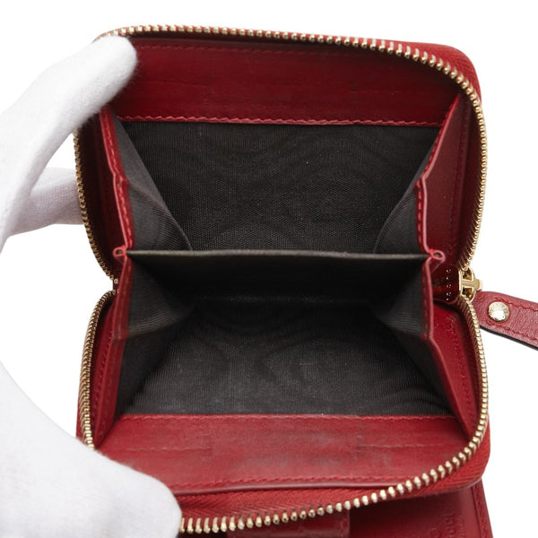 グッチ マイクログッチシマ 二つ折り財布 449395 レッド レザー レディース GUCCI 【中古】