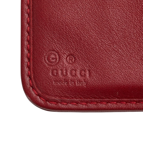 グッチ マイクログッチシマ 二つ折り財布 449395 レッド レザー レディース GUCCI 【中古】