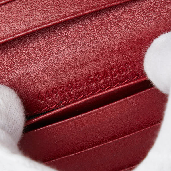 グッチ マイクログッチシマ 二つ折り財布 449395 レッド レザー レディース GUCCI 【中古】