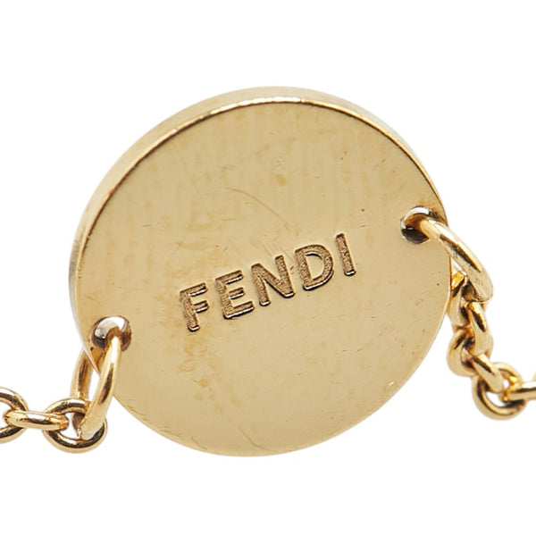 フェンディ Fロゴ ラインストーン チェーン ブレスレット ゴールド メッキ レディース FENDI 【中古】