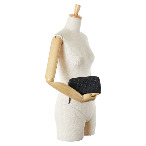 グッチ マイクログッチシマ ラウンドファスナー 長財布 544473 ブラック レザー レディース GUCCI 【中古】