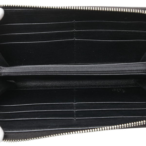グッチ マイクログッチシマ ラウンドファスナー 長財布 544473 ブラック レザー レディース GUCCI 【中古】
