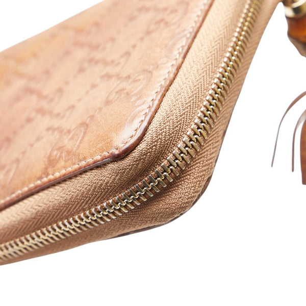 グッチ グッチシマ バンブー 長財布 ラウンドファスナー 308281 ブラウン レザー レディース GUCCI 【中古】