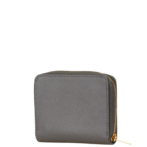 セリーヌ ラウンドファスナー コインケース 小銭入れ グレー レザー レディース CELINE 【中古】