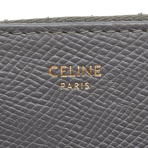 セリーヌ ラウンドファスナー コインケース 小銭入れ グレー レザー レディース CELINE 【中古】