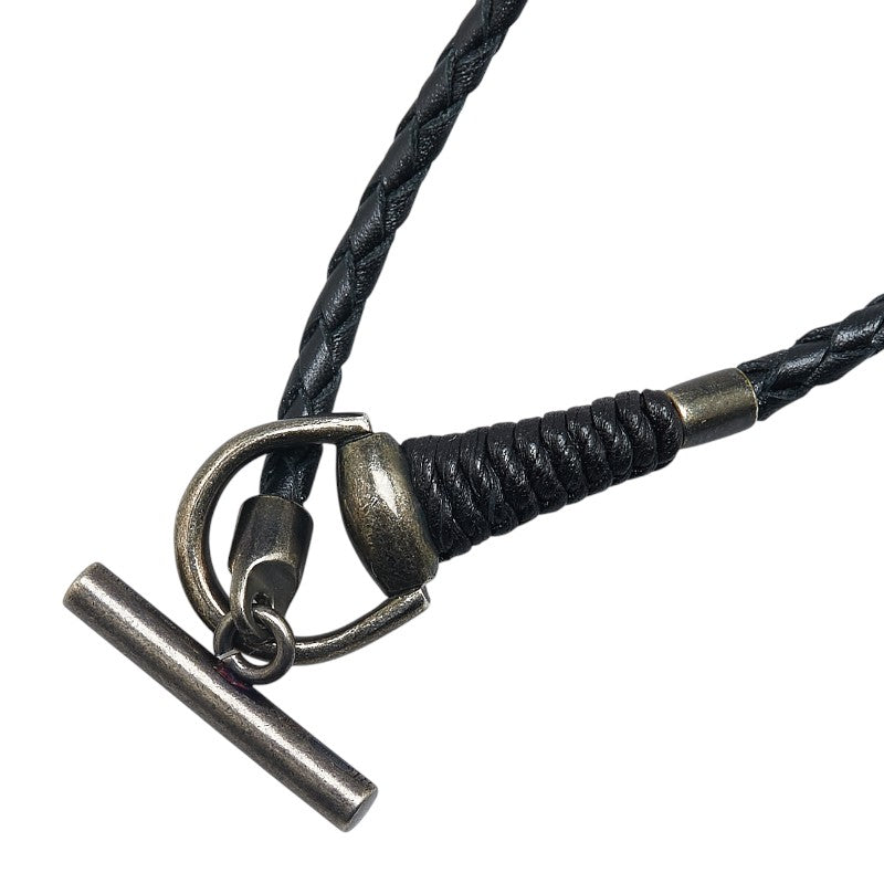 グッチ ホースビット チョーカー #18 ブラック レザー SV925 シルバー レディース GUCCI 【中古】