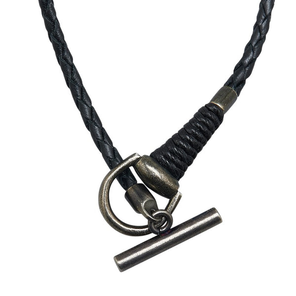 グッチ ホースビット チョーカー #18 ブラック レザー SV925 シルバー レディース GUCCI 【中古】