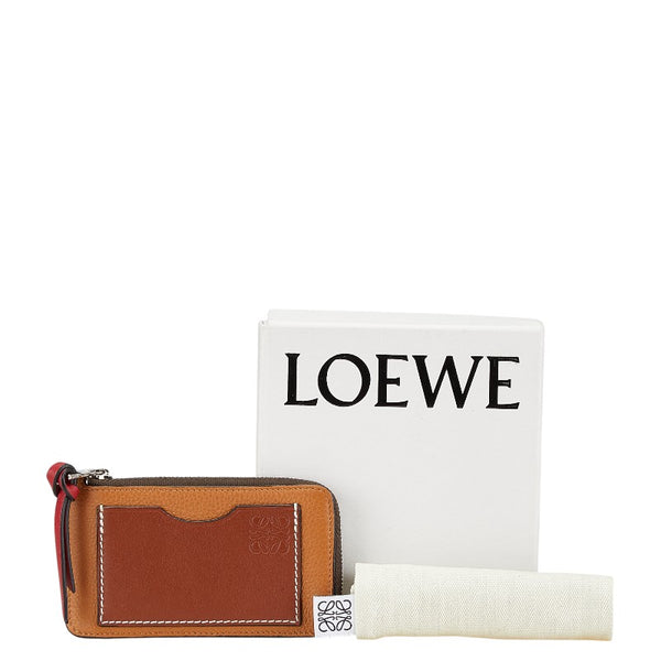 ロエベ アナグラム フラグメントケース カードケース 小銭入れ タン ブラウン レザー レディース LOEWE 【中古】