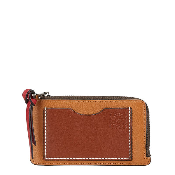 ロエベ アナグラム フラグメントケース カードケース 小銭入れ タン ブラウン レザー レディース LOEWE 【中古】