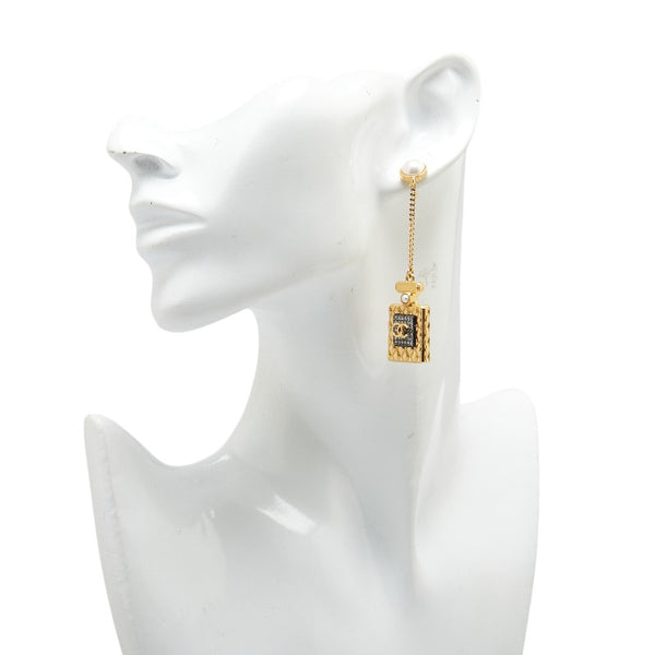 シャネル ココマーク 香水瓶モチーフ ラインストーン ピアス ゴールド メッキ フェイクパール レディース CHANEL 【中古】